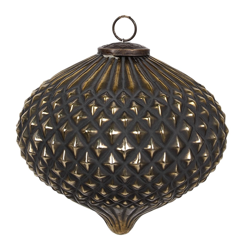 Clayre & Eef Kerstbal Ø 14x17 cm Zwart Glas afbeelding