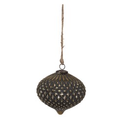 Clayre & Eef Boule de Noël Ø 14x17 cm Noir Verre