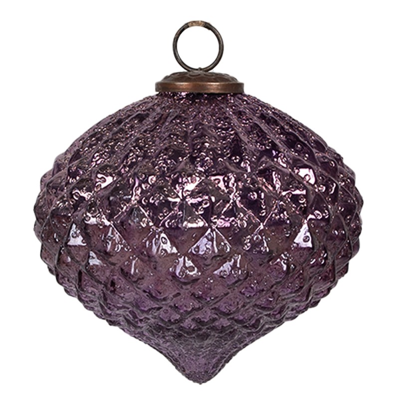 Clayre & Eef Weihnachtskugel Ø 13x11 cm Violett Glas