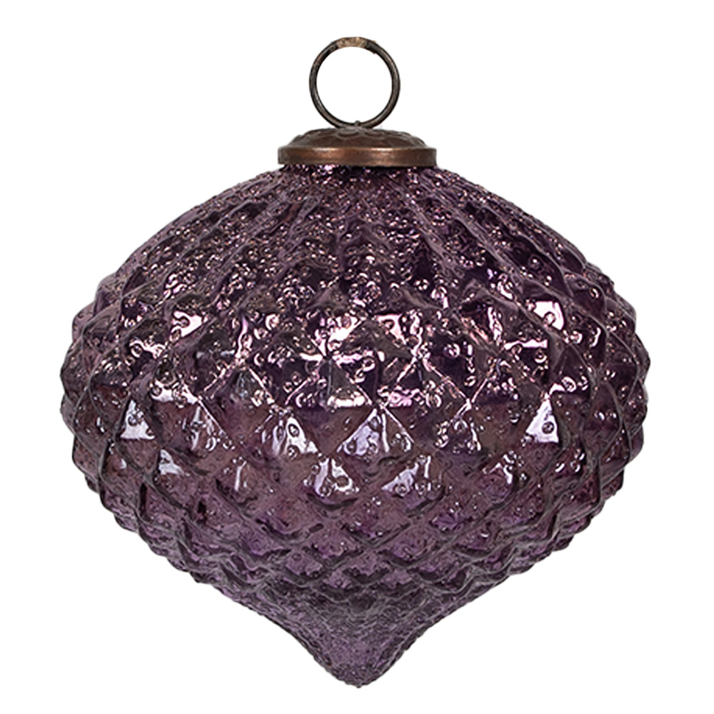 Clayre & Eef Kerstbal Ø 13x11 cm Paars Glas afbeelding 1