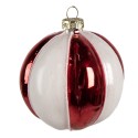 Clayre & Eef Boule de Noël Ø 8 cm Rouge Blanc Verre