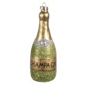 Clayre & Eef Weihnachtsanhänger Flasche 14 cm Grün Glas