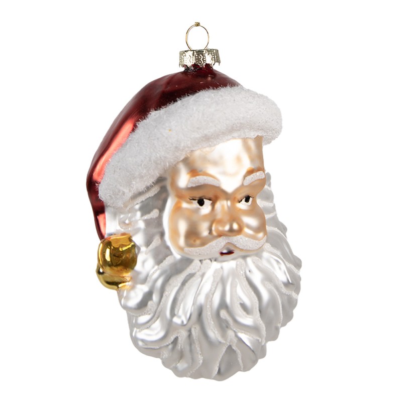 Clayre & Eef Christmas Ornament Santa Claus 12 cm White Glass