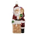 Clayre & Eef Kersthanger Kerstman 12 cm Rood Glas