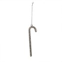 Clayre & Eef Christmas Ornament Candy Cane 14 cm Silver colored Glass