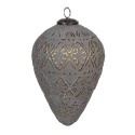 Clayre & Eef Kerstbal  21 cm Grijs Glas