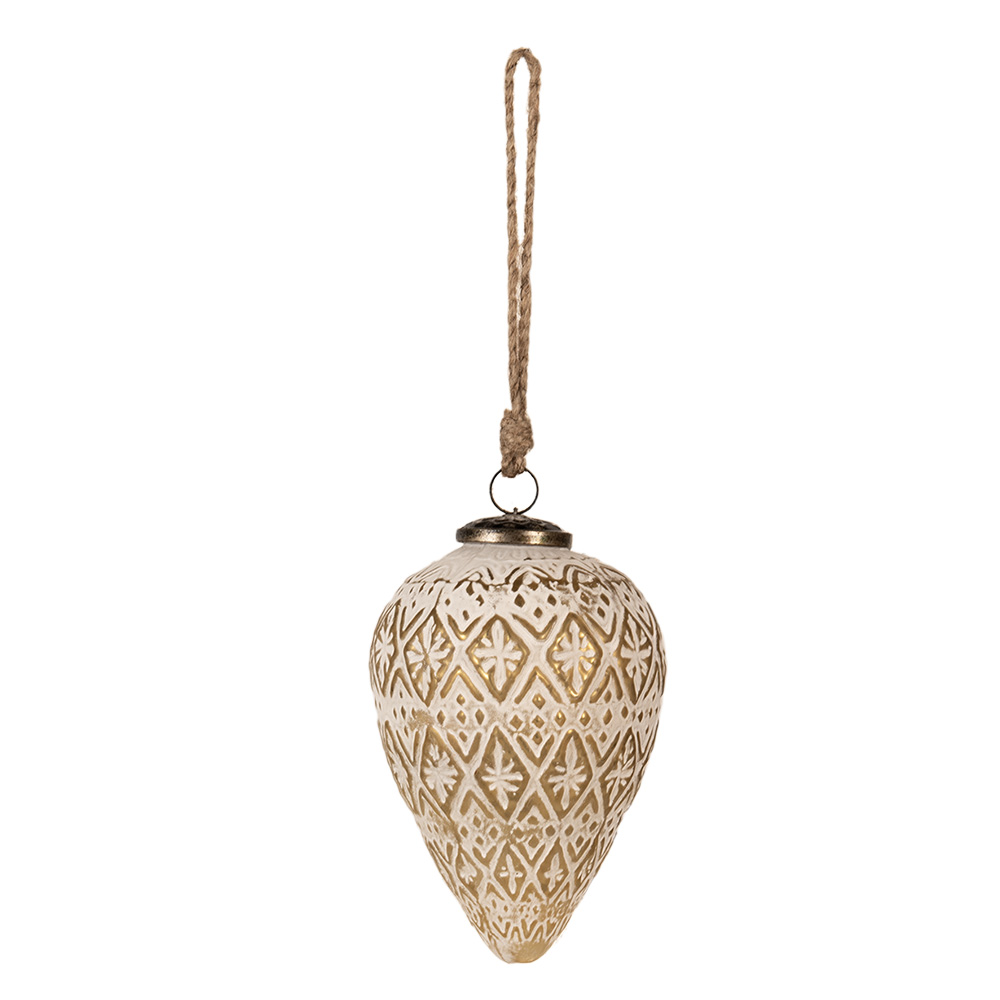 Kerstbal 13 Cm Wit Glas-image