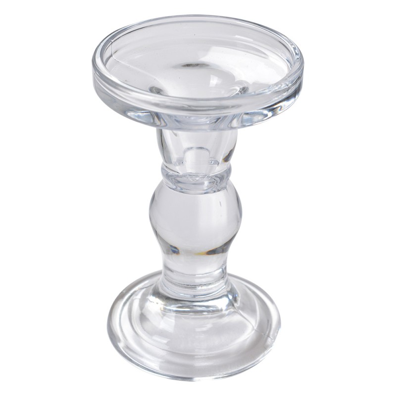 Clayre & Eef Kandelaar  Ø 8x14 cm Transparant Glas