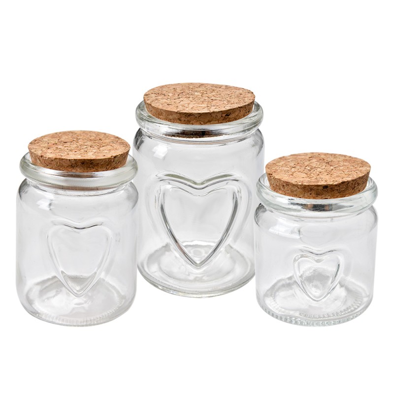 Clayre & Eef Pot de stockage Ø 6x7 cm Transparent Verre