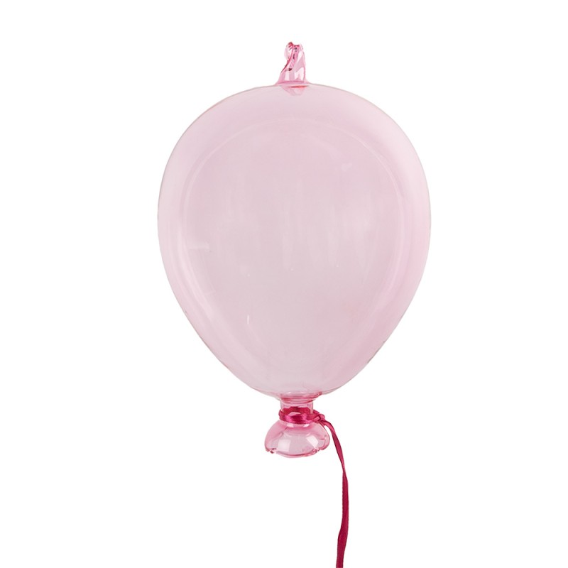 Clayre & Eef Decoratie Hanger Ballon Ø 7x14 cm Roze Glas