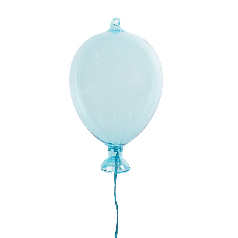 Clayre & Eef Decorative Pendant Balloon Ø 7x14 cm Blue Glass