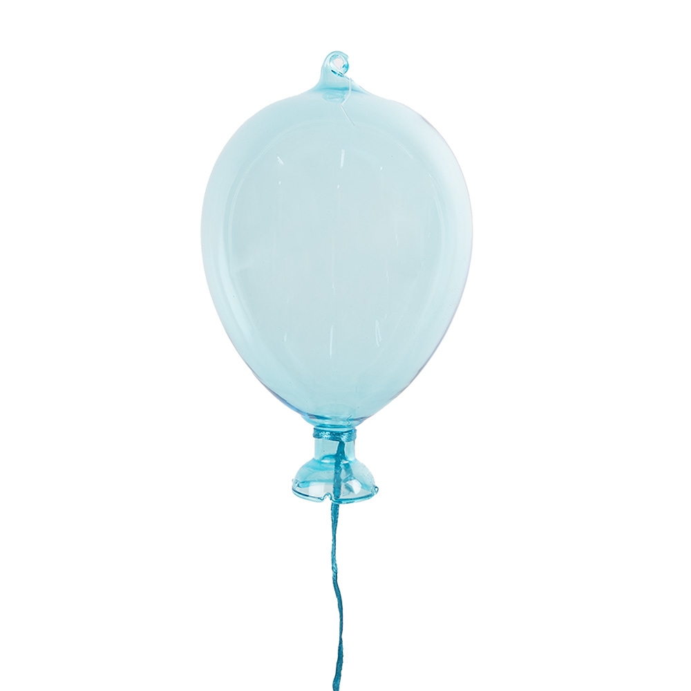 Clayre & Eef Decoratie Hanger Ballon Ø 7x14 cm Blauw Glas afbeelding