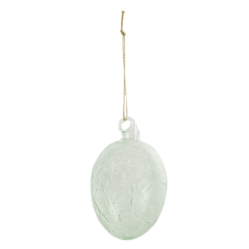 Clayre & Eef Easter Pendant Egg Ø 6x10 cm Green Glass