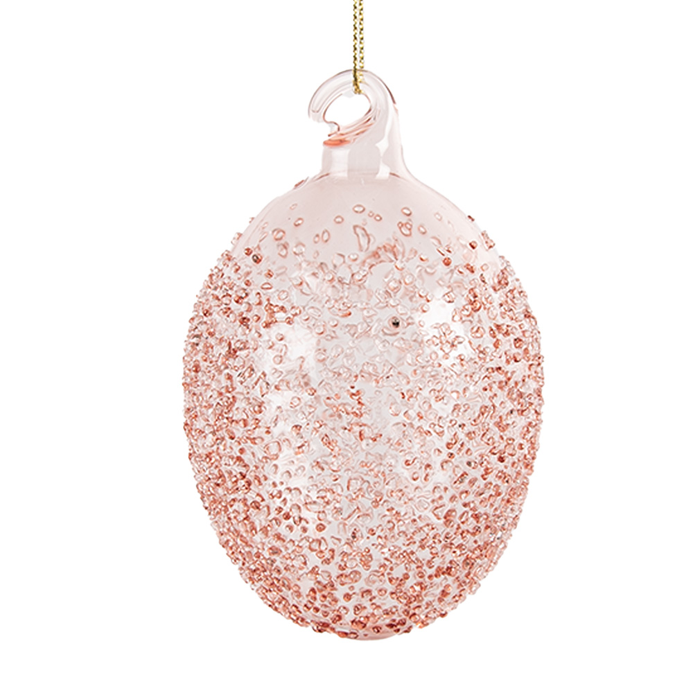 Clayre & Eef Paashanger Ei Ø 6x9 cm Roze Glas afbeelding