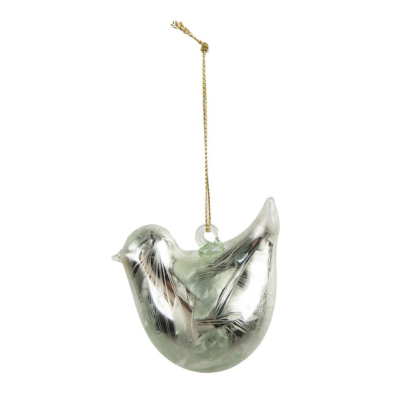 Clayre & Eef Anhänger Vogel 7 cm Grün Glas