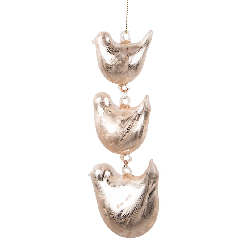 Clayre & Eef Anhänger Vögel 16 cm Beige Glas