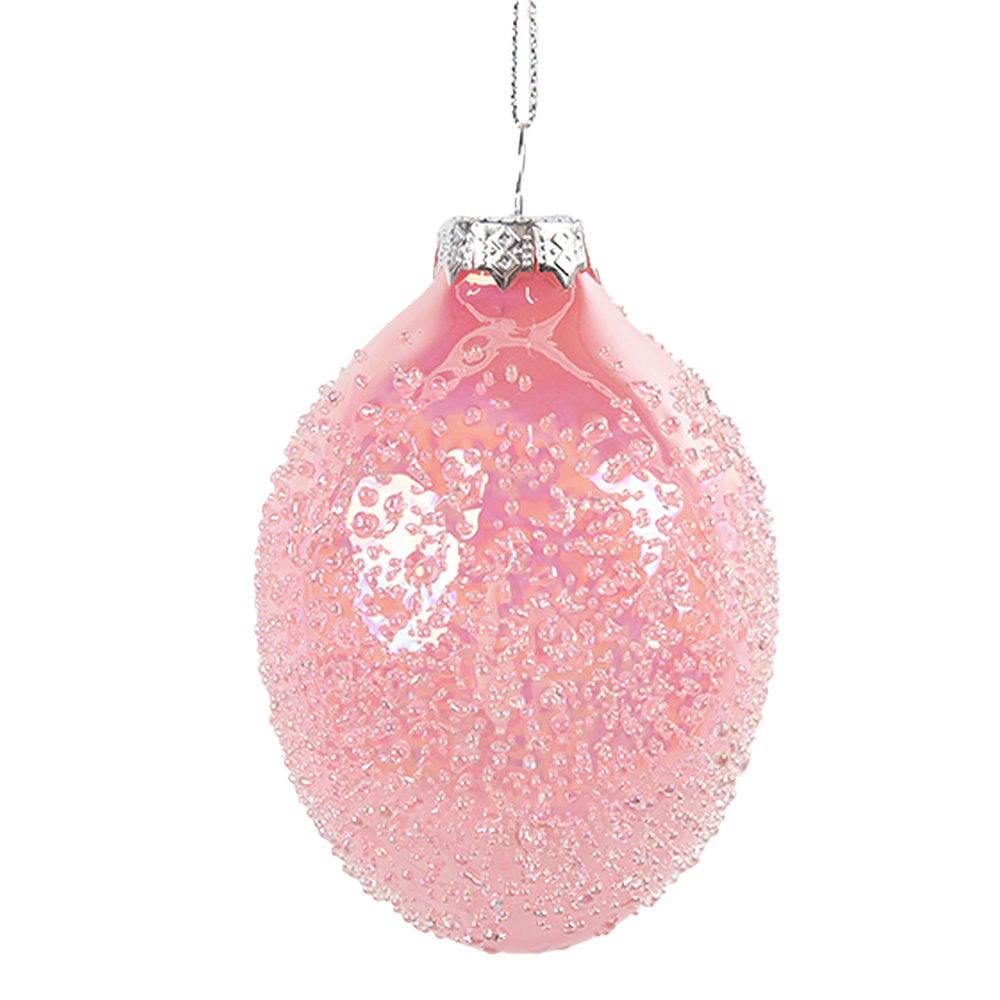Clayre & Eef Paashanger Ei Ø 6x9 cm Roze Glas afbeelding 1