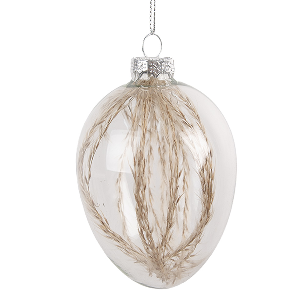 Clayre&Eef Paashanger EiØ 7x10 cm Transparant Glas afbeelding