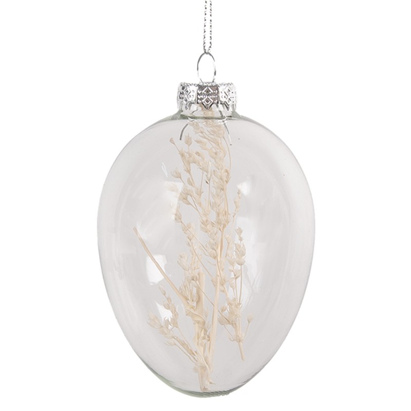 Clayre & Eef Easter Pendant Ø 7x10 cm Transparent Glass