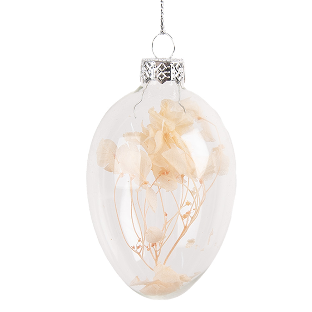 Clayre&Eef Paashanger EiØ 5x8 cm Transparant Glas afbeelding
