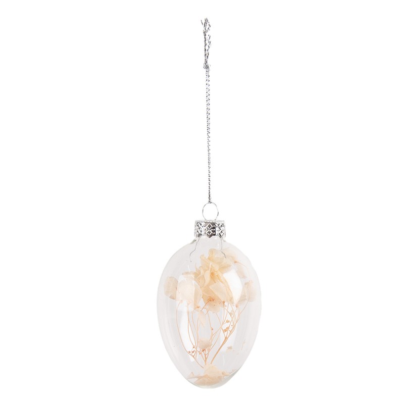 Clayre & Eef Pendentif de Pâques Œuf Ø 5x8 cm Transparent Verre