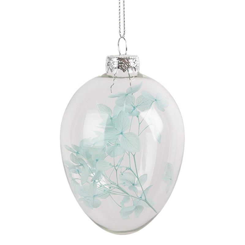 Clayre & Eef Easter Pendant Egg Ø 7x10 cm Transparent Glass