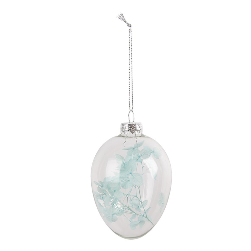 Clayre & Eef Easter Pendant Egg Ø 7x10 cm Transparent Glass