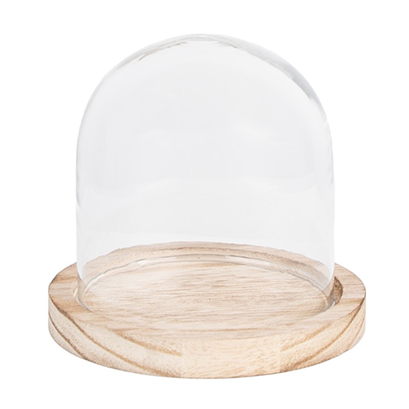 Clayre & Eef Cloche Ø 13x11 cm Marron Bois Verre Rond