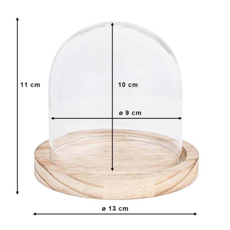 Clayre & Eef Cloche Ø 13x11 cm Marron Bois Verre Rond