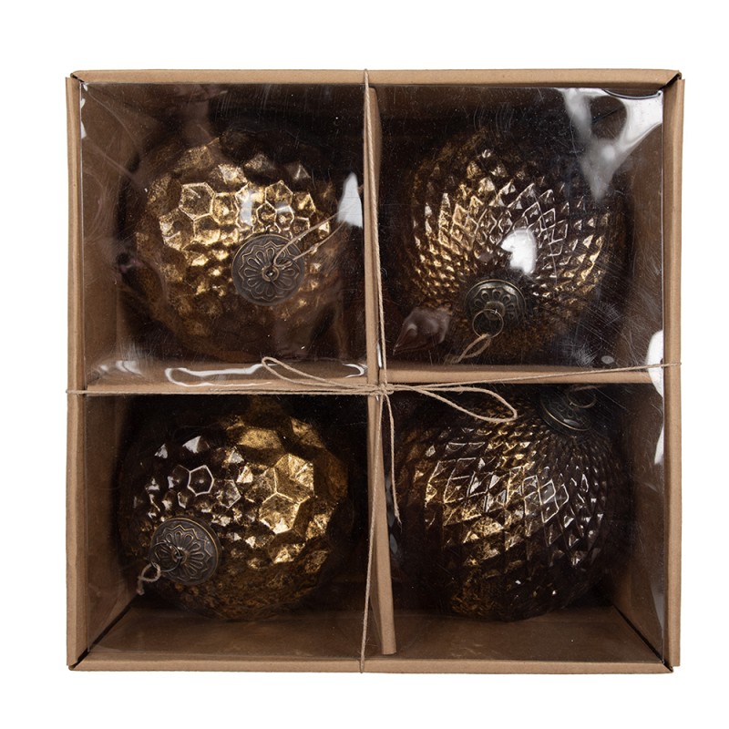 Clayre & Eef Palla di natale set di 4  Ø 15x15 cm Color oro Vetro