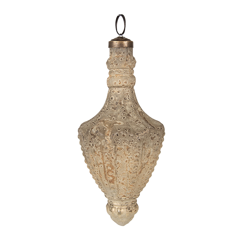 Clayre&Eef KerstbalØ 7x17 cm Beige Glas afbeelding