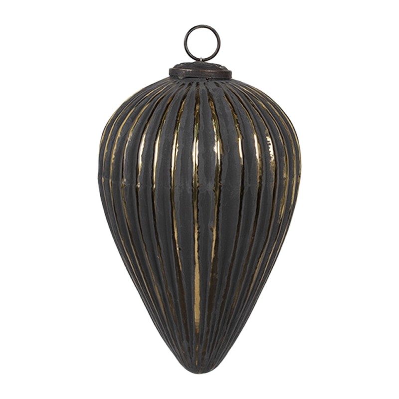 Clayre & Eef Palla di natale Ø 14x20 cm Nero Vetro