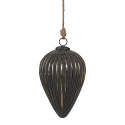 Clayre & Eef Weihnachtskugel Ø 14x20 cm Schwarz Glas