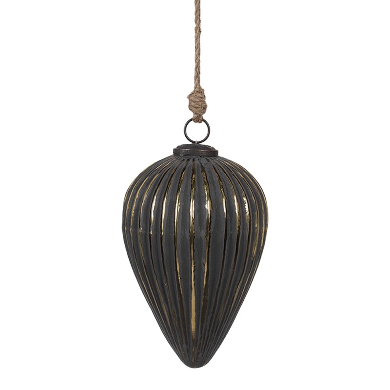 Clayre & Eef Palla di natale Ø 14x20 cm Nero Vetro
