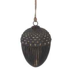 Clayre & Eef Boule de Noël Ø 15x21 cm Noir Verre