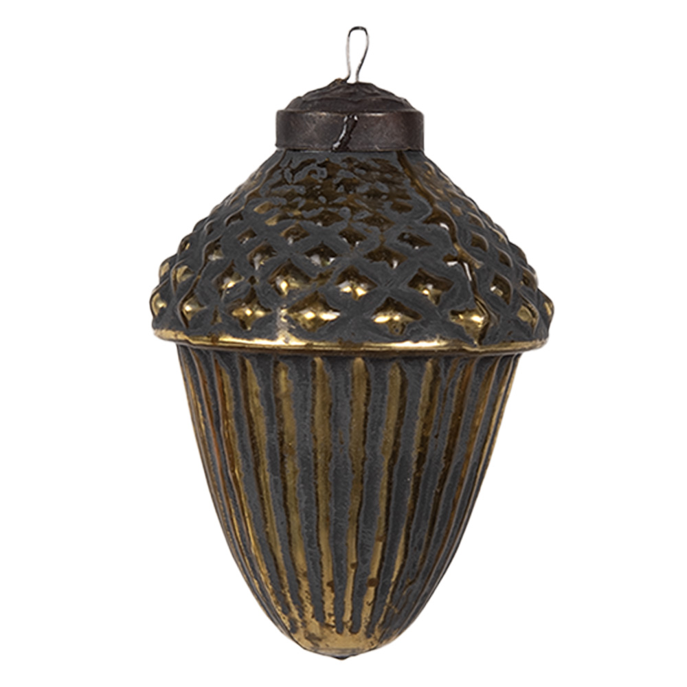 Clayre&Eef KerstbalØ 6x8 cm Zwart Glas afbeelding