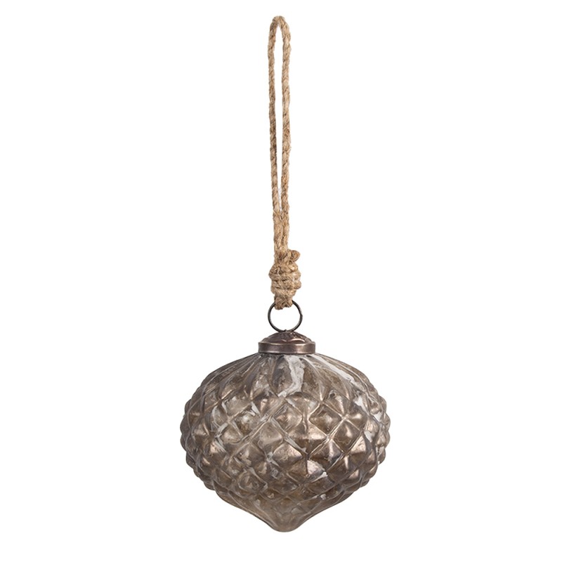 Clayre & Eef Weihnachtskugel Ø 20x18 cm Silberfarbig Braun Glas