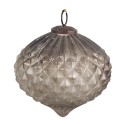 Clayre & Eef Christmas Bauble Ø 15x15 cm Silver colored Brown Glass