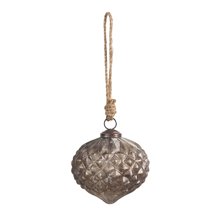 Clayre & Eef Weihnachtskugel Ø 8x8 cm Silberfarbig Braun Glas