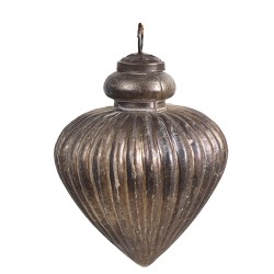 Clayre & Eef Boule de Noël Ø 10x12 cm Gris Marron Verre