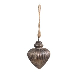 Clayre & Eef Boule de Noël Ø 10x12 cm Gris Marron Verre