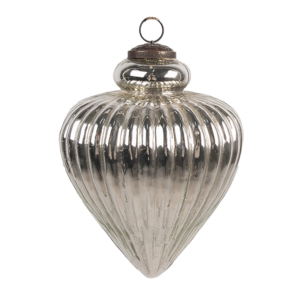 Clayre & Eef Kerstbal Ø 12x17 cm Zilverkleurig Glas afbeelding