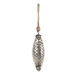 Clayre & Eef Christmas Bauble Ø 6x16 cm Silver colored Glass