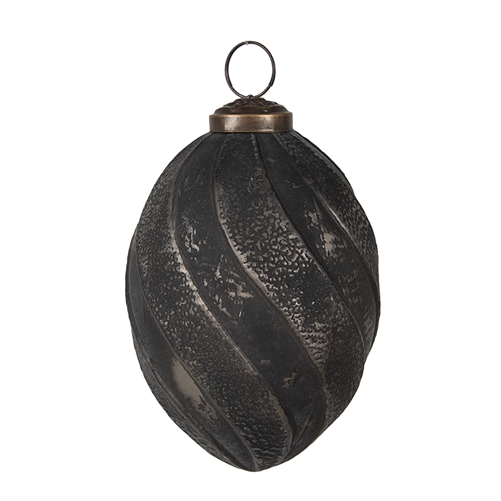 Clayre&Eef KerstbalØ 7x10 cm Zwart Glas afbeelding