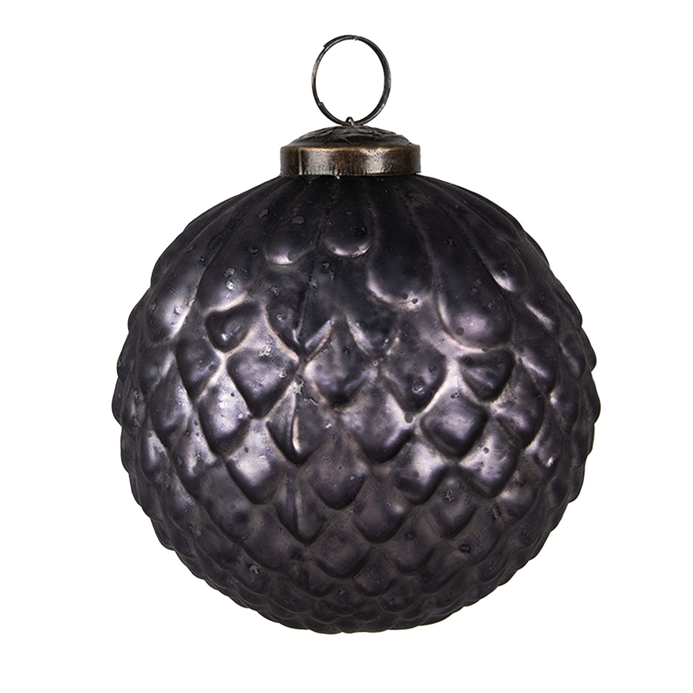 Clayre&Eef KerstbalØ 10x10 cm Grijs Glas afbeelding