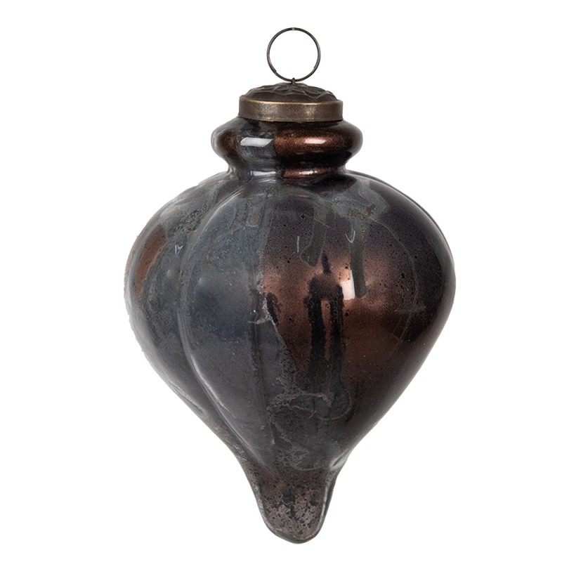 Clayre & Eef Weihnachtskugel Ø 10x15 cm Grau Glas