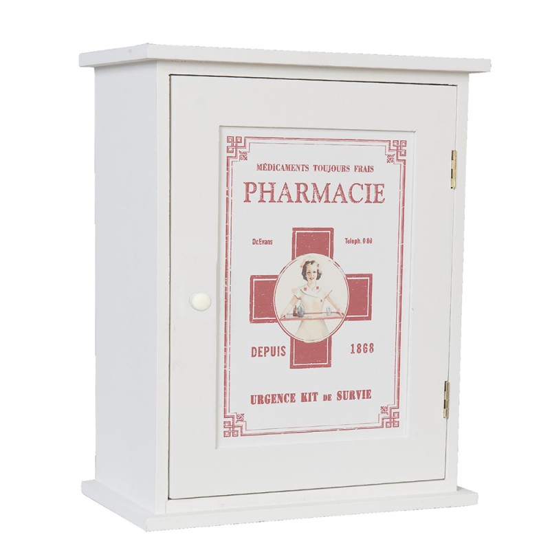 Clayre & Eef Medicine Cabinet 24x13x30 cm White Wood Rectangle