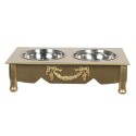 Clayre & Eef Food bowl dog 2x500 ml Gold colored Wood Rectangle