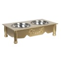 Clayre & Eef Food bowl dog 2x500 ml Gold colored Wood Rectangle