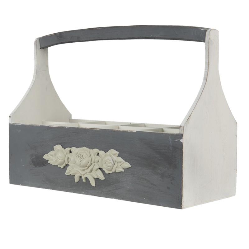 Clayre & Eef Weinregal 45x21x34 cm Grau Holz Rechteck